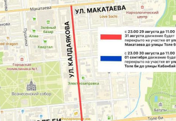 Алматыда Қалдаяқов көшесінің бір бөлігі уақытша жөндеуге жабылады