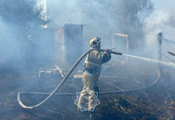 Сухостой горел в Атырау на площади 120 м³
