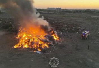 Оралда тұрмыстық қалдықтар полигонында өрт шықты