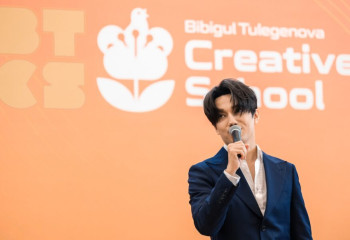 Dimash Qudaibergen participated in  opening of Bibigul Tulegenova creative school