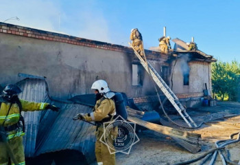 Спасатели вынесли газовый баллон из охваченного огнем строения