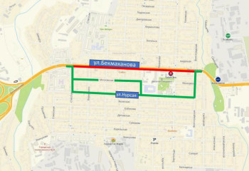 Алматыда Бекмаханов көшесі бойынша көлік қозғалысының бір жолағы жабылады