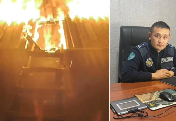 Полицейский спас семью из пожара в области Абай