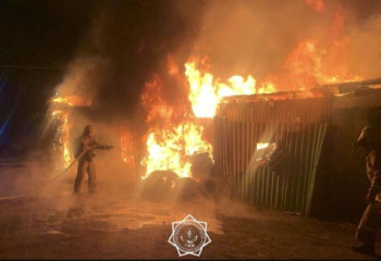 Огнеборцы вынесли два газовых баллона из пожара в Алматы