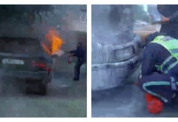 Горящее авто в Уральске потушили полицейские