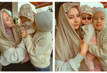 Айдана Меденованың 9 жастағы қызы хиджаб киіп жүр