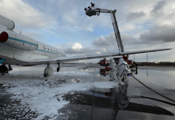 Пожарные учения прошли в аэропорту Усть-Каменогорска