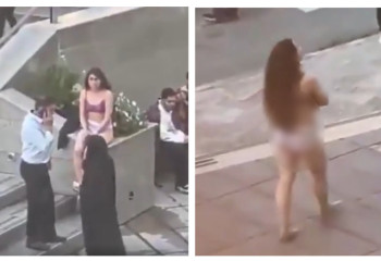 Хиджабқа қарсы шығып, көшеде іш киіммен отырған қыз ұсталды