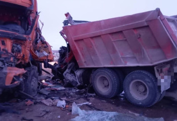 ДТП в Акмолинской области: лобовое столкновение совершили два грузовика