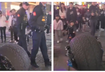 В Китае заметили робота-полицейского: колобок способен догнать преступника где угодно