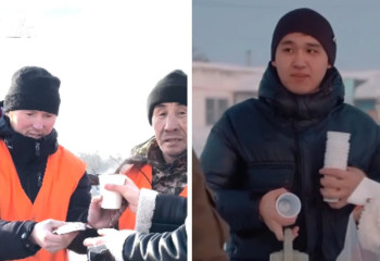 Кел, шай ішейік!: молодежь раздает теплые напитки прохожим в области Абай