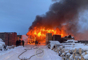 Сильный пожар на складе по реализации дерева потушили огнеборцы СКО