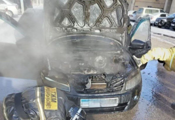 Пожарные Кокшетау потушили загоревшееся авто