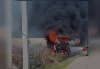 Степной пожар перекинулся на грузовик в Актобе