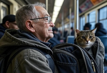 Кот‑пассажир устроил фотосессию в вагоне метро
