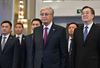 Head of State attends opening ceremony plant for production of components for wind power plants in Zhambyl region