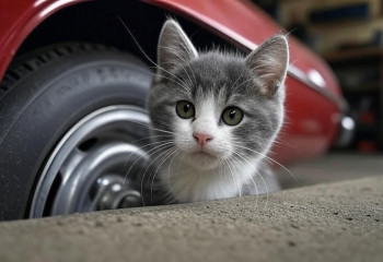 Котенок «заблудился» под капотом авто и растрогал соцсети