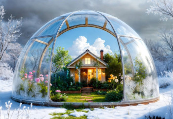 Зима снаружи - лето внутри: соцсети взорвал дом под куполом с бассейном