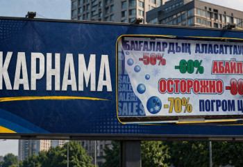 Көшедегі қате жарнама: көз үйренсе, тіл жоғалады