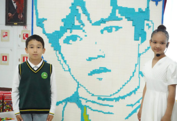 Schoolchildren in Aktobe create large-scale LEGO portrait of Dimash Qudaibergen