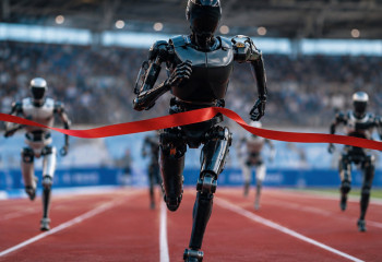 Moment humanoid robot beats Usain Bolt's 100m record