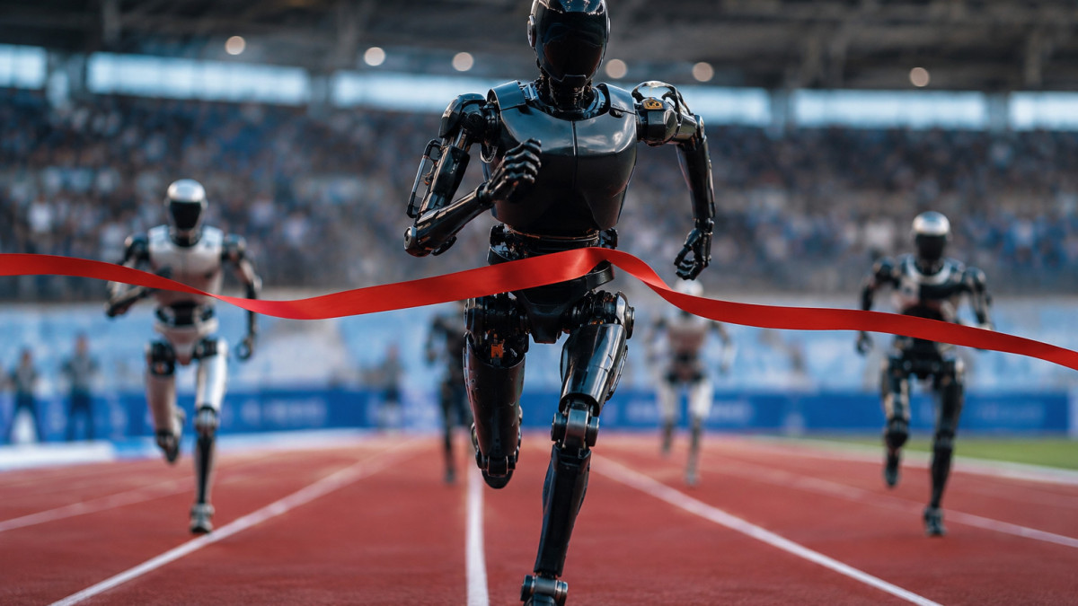 Moment humanoid robot beats Usain Bolt's 100m record