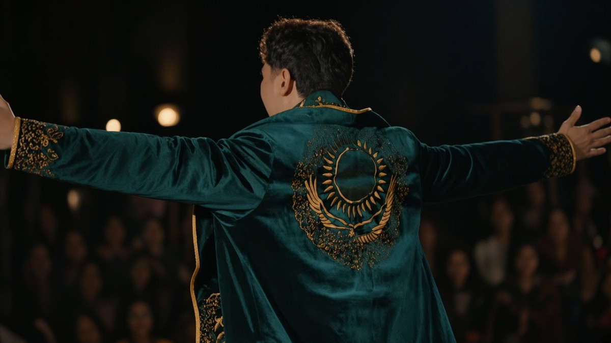 Kazakh man in chapan walks the runway in New York
