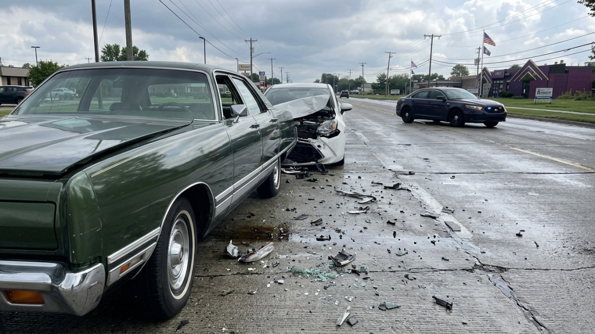 Chrysler 1973 года не получил и царапины в ДТП: современное авто в хлам