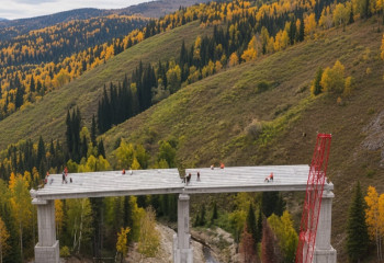 Bridge as high as a 15-storey building completed in E Kazakhstan region