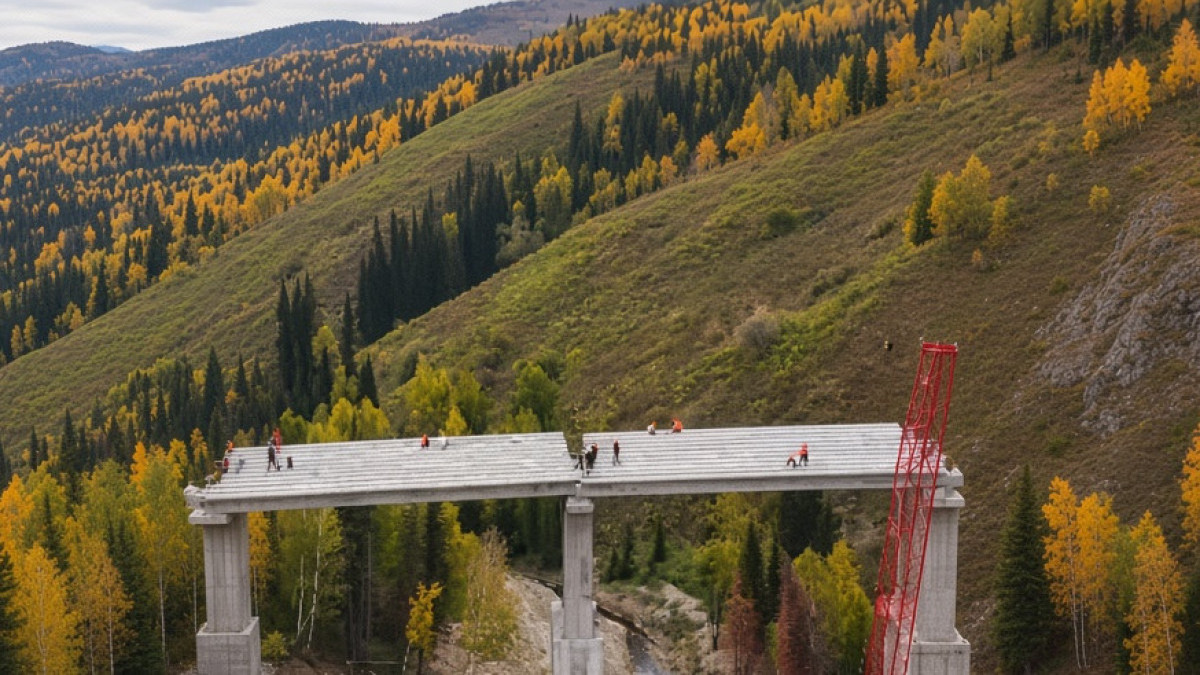 Bridge as high as a 15-storey building completed in E Kazakhstan region