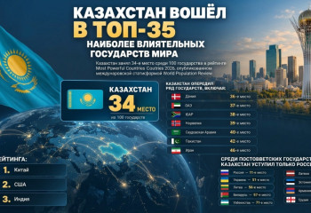 Казахстан вошёл в топ-35 наиболее влиятельных государств мира