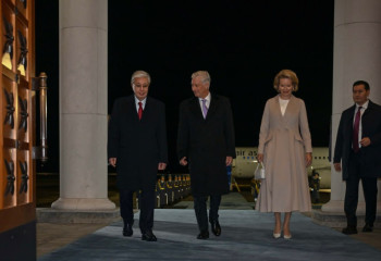 Belgium’s royal couple arrives in Astana