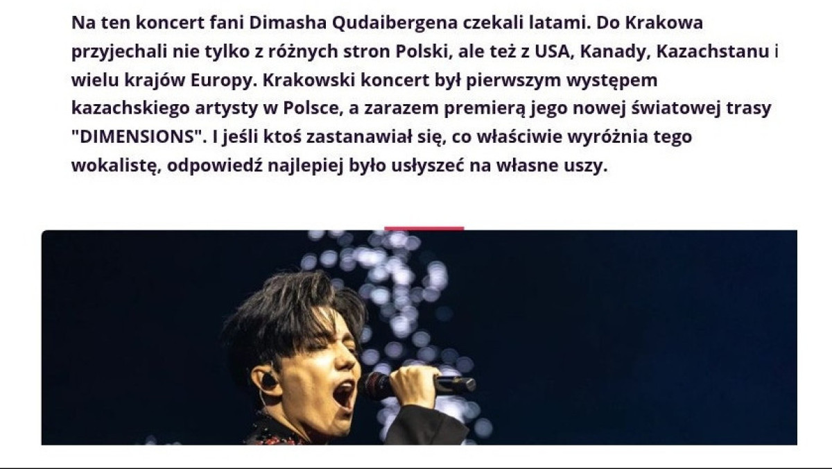 “How Far the Human Voice Can Go”: Polish Media on Dimash’s Concert