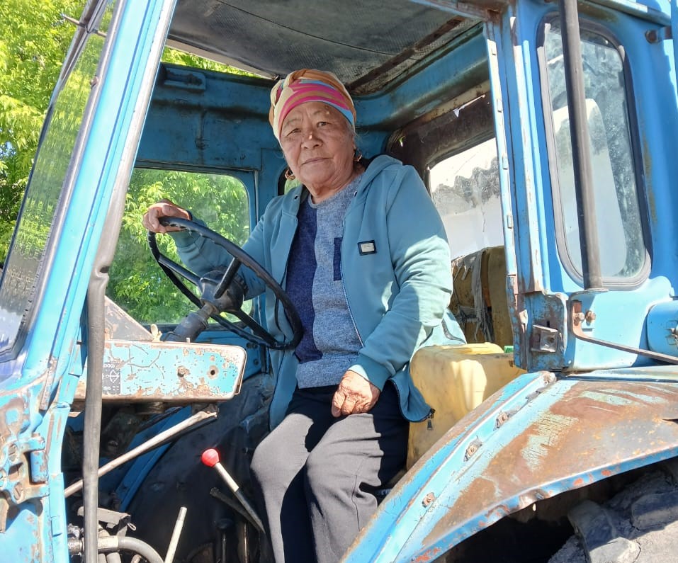 Күйеуіміз екеуіміз бірге шөп шабатынбыз - 72 жасында трактор жүргізіп жүрген әжей