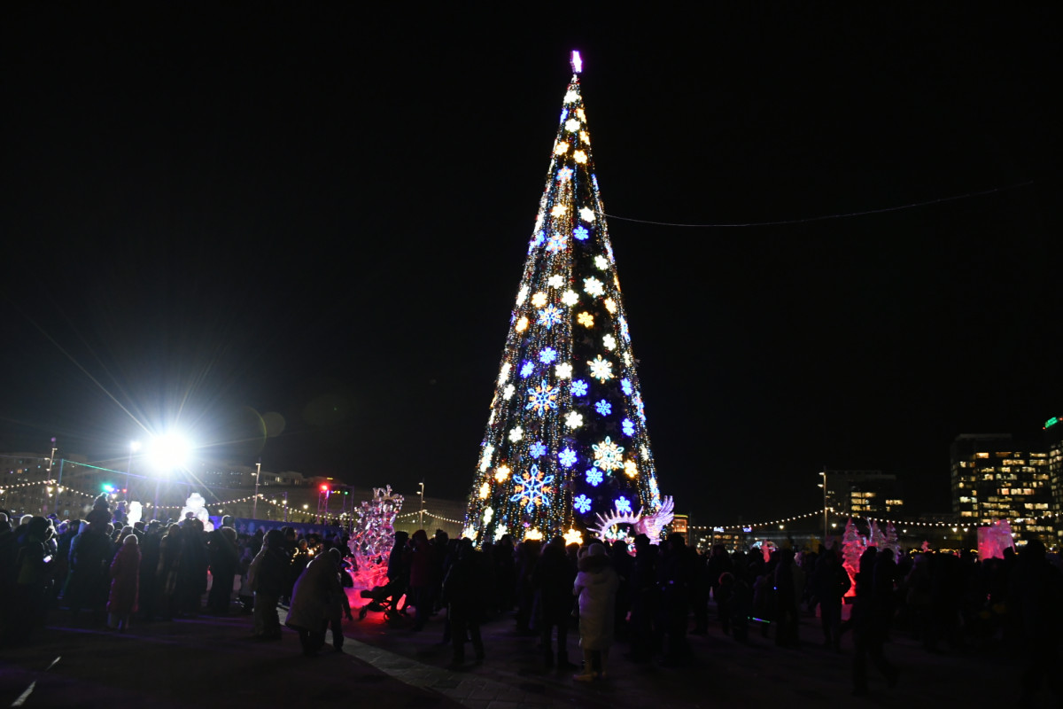 Фоторепортаж: в Астане зажгли новогоднюю елку