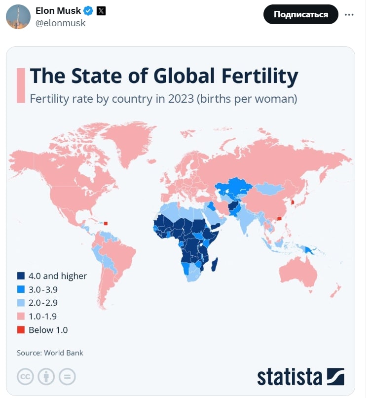 Туу көрсеткіші ең жоғары елдердің картасы жарияланды Туу көрсеткіші ең жоғары елдердің картасы жарияланды