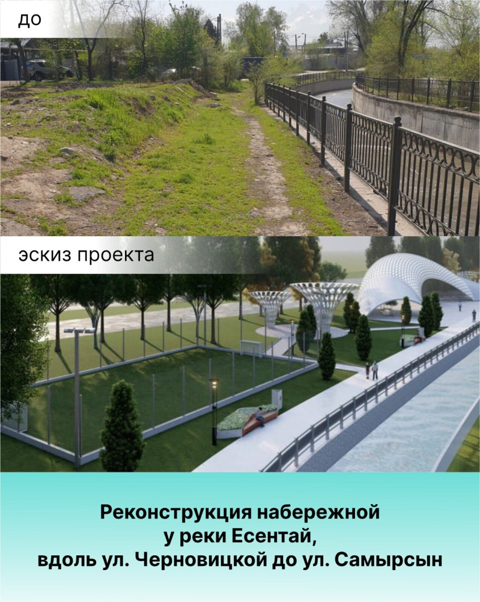 Как изменится набережная реки Есентай в Алматы